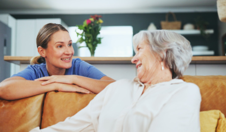 Senior Woman And Happy With Caregiver For Support 2026 03 25 05 34 06 Utc
